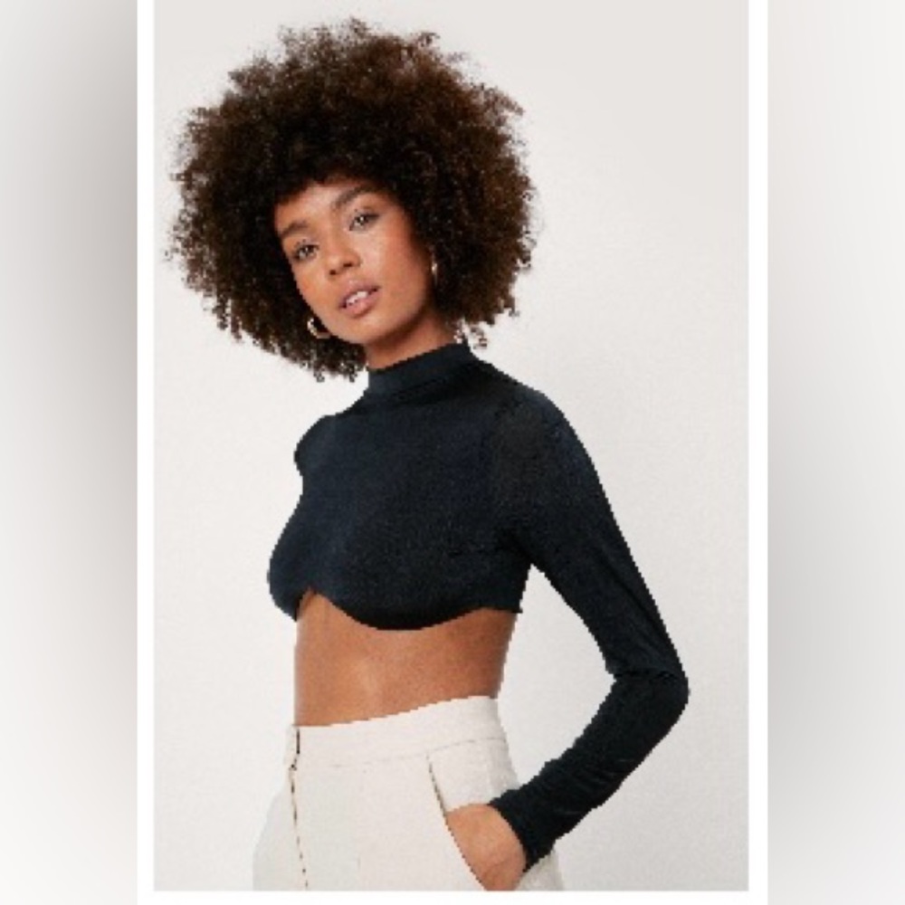 Nasty Gal High Neck Under Cup Line Crop, Sz 10
